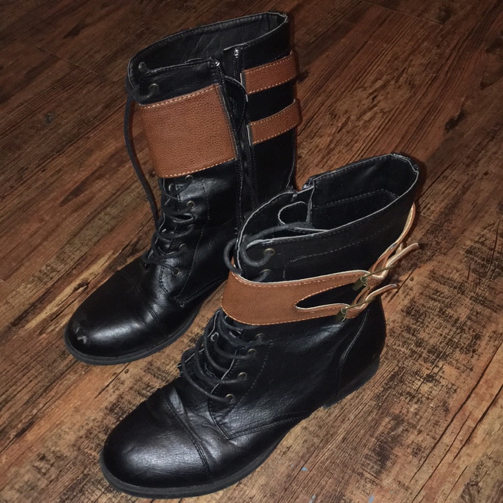 Black combat boots